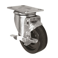 4" X 1.25" Light Duty Phenolic Wheel - Swivel Caster with Top Locking Brake - 350 lb cap.