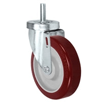 4" Threaded Stem Caster | Swivel Caster with 1/2" Threaded Stem | Maroon Polyurethane Wheel - 325 lbs Per Caster