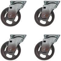 4" X 1-1/2" Vintage Industrial Steel Set of 4 Wheel Swivel Caster - 1,800 lb capacity per set of 4