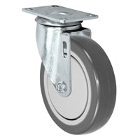 5" X 1.25" Gray Polyurethane on Polyolefin Wheel - Swivel Caster - 350 lbs Capacity