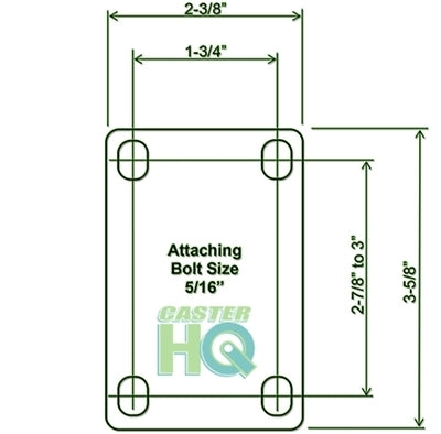 3" X 1.25" Stainless Steel Rigid Caster with Hard Rubber Wheel - 300 lbs Capacity