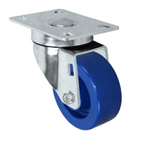 3" X 1.25" Light Duty Blue Solid Polyurethane Wheel - Stainless Swivel Caster 300 lbs Capacity