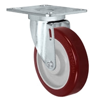 5" X 1.25" Light Duty Maroon on Gray Polyurethane Wheel - Stainless Swivel Caster 350 LBS CAP