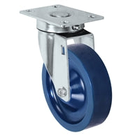 5" X 1.25" Light Duty Blue Solid Polyurethane Wheel - Stainless Swivel Caster 350 lbs Capacity