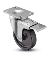 3" x 1-1/4" Total Locking Plate Caster | Polyolefin  Wheel | 2-3/8" x 3-5/8" Top Plate | 275 lbs Capacity