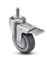 3" X 1.25" Gray Polyurethane on Polyolefin Wheel | Total Locking Swivel Caster | 300 lbs Cap