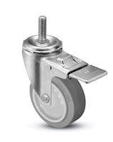 3" X 1.25" Gray Thermo Rubber (Non-Marking) Wheel | Total Locking Swivel Caster | 300 lbs Cap