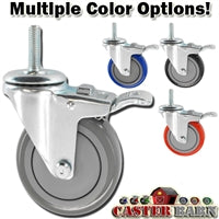 3-1/2" X 1.25" Gray Polyurethane on Polyolefin Wheel - Total Locking Swivel Caster - 300 lbs Cap