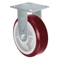 4" X 2" Rigid Caster - 700 lbs Per Caster | Maroon on Gray Polyurethane Tread on a Polyolefin Core Wheel