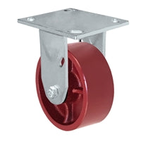 4" x 2" Red Ductile Steel Wheel - Rigid Caster - 1,500 lbs capacity - Plate Size: 4-1/2" x 6-1/4"