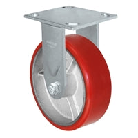 4" x 2" Red Polyurethane on Iron Wheel | Rigid Caster | Capacity: 700 lbs | Plate Size: 4-1/2" x 6-1/4"