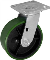 MEDIUM DUTY 4"X 2" GREEN POLYURETHANE ON IRON WHEEL - SWIVEL CASTER 800 lbs Capacity