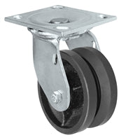 4" x 2" V-Groove Wheel | Swivel Caster | Plate Size: 4-1/2" x 6-1/4" | Weight Capacity: 700 lbs each