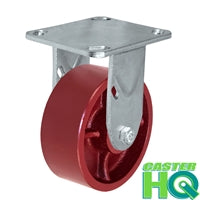 5" x 2" Red Ductile Steel Wheel - Rigid Caster - 1,500 lbs capacity - Plate Size: 4-1/2" x 6-1/4"