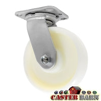 MEDIUM DUTY 6"X 2" WHITE NYLON WHEEL - SWIVEL CASTER 1,000lbs Capacity