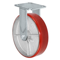 MEDIUM DUTY 8"X 2" RED POLYURETHANE ON IRON WHEEL - RIGID CASTER 1,250 lbs Capacity