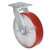 MEDIUM DUTY 8"X 2" RED POLYURETHANE ON IRON WHEEL - SWIVEL CASTER 1,250 lbs Capacity