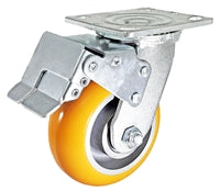 5" x 2" Total Lock Caster with Orange Polyurethane on Aluminum Wheel - 1,250 lbs Capacity