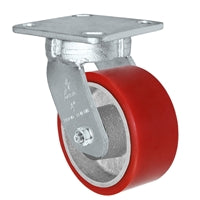 4" x 2" Kingpinless Swivel Plate Caster - Polyurethane on Steel Wheel - 700 lbs Capacity Per Caster - 4" x 4-1/2" Top Plate