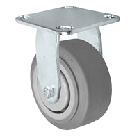 4" x 2" Stainless Rigid Caster - Thermo Plastic Rubber Wheel - 300 lbs Cap