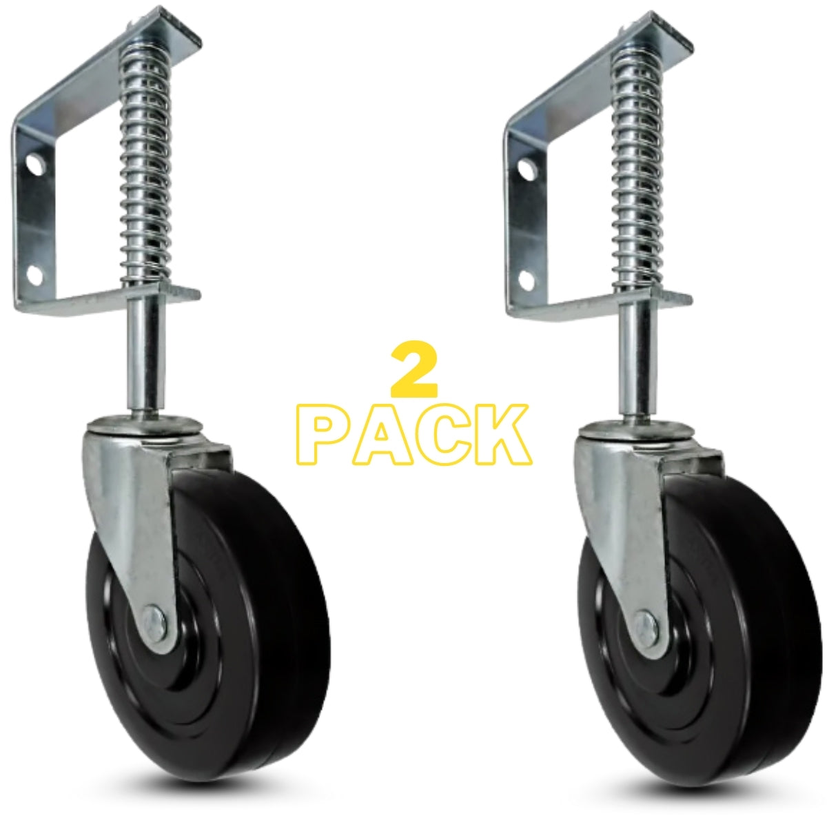 3 in.  Spring Loaded Gate Casters | Hard Rubber Wheels |110 lb Capacity (2-Pack)