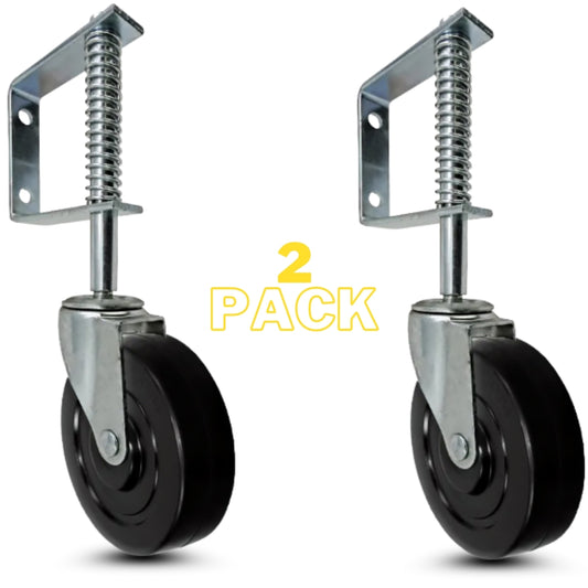 3 in.  Spring Loaded Gate Casters | Hard Rubber Wheels |110 lb Capacity (2-Pack)