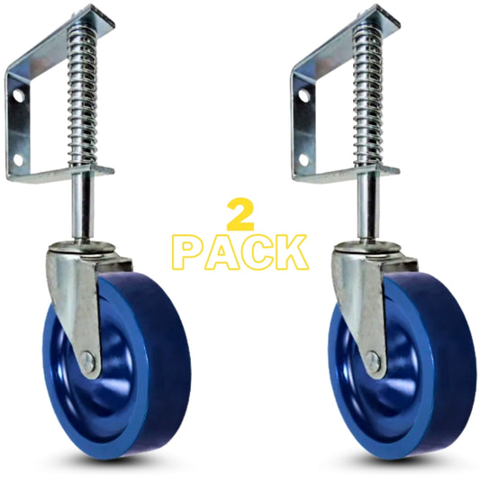 3 in. Spring Loaded Gate Caster | Solid poly Wheels |  140 lb Capacity (2-Pack)