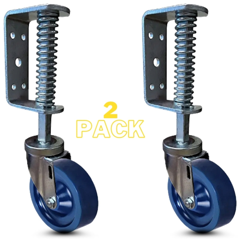 3" Spring Loaded Gate Caster | 300 lb Capacity | Solid Poly Wheel - (2 Pack)