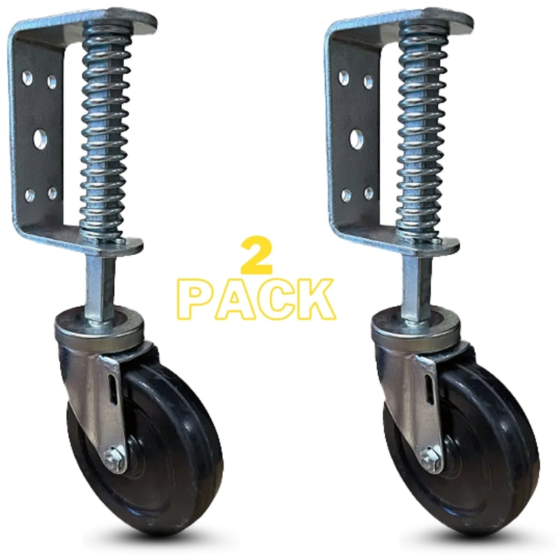 4 in. Spring Loaded Gate Caster | 350 lbs Capacity | Hard Rubber Wheel (2-Pack)