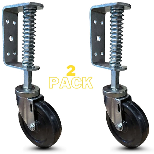 5 in. Hard Rubber Spring Loaded Gate Caster with 350 lb Capacity (2-Pack)