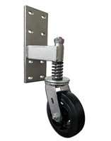 Heavy Duty Spring Loaded Gate Caster | 550 lbs Capacity | 6" Rubber on Cast Iron Wheel