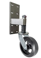 Heavy Duty Spring Loaded Gate Caster | 600 lbs Capacity | 8" Rubber on Cast Iron Wheel