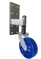 Heavy Duty Spring Loaded Gate Caster | 1,000 lbs Capacity | 8" Blue Solid Polyurethane Wheel