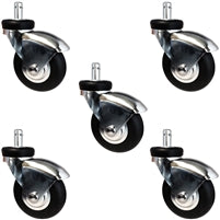 IV Stand Caster Set of 5 (Five), Neoprene Rubber Wheels, 135 lbs Per Caster