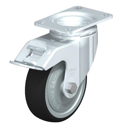 L-PATH 100K-12-FI-FK 4 x 1-1/4 Swivel Caster with Brake - High Load Capacity of 440 lbs for Superior Industrial Mobility