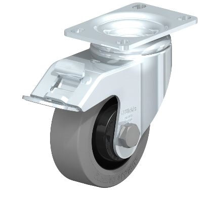 L-POEV 89K-12-FI-SG-FK Swivel Caster with Brake, 3-1/2" x 1-1/4", 355 lbs Load Capacity - Durable Ball Bearing Wheels for Enhanced Mobility