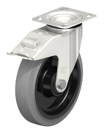 LEX-POEV 200XKA-14-FI-SG 8x2 Inch Swivel Caster with Brake - 660 lbs Load Capacity, Durable Polyurethane Wheel