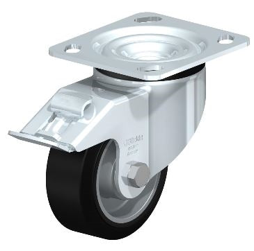 Swivel Caster with Brake - LK-ALEV 100K-14-FI, 4 Inch Wheel, 440 lbs Load Capacity, Ball Bearing Design