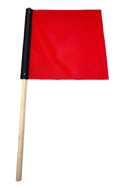 M-FLAG 18x18 Safety Warning Flag with Wood Handle - High Visibility Red for Construction and Traffic Management