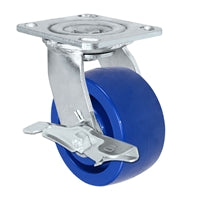 4" x 2" Swivel Caster with Brake, Solid Polyurethane Wheel, 750 lbs Capacity