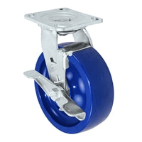 6" x 2" Swivel Caster with Brake, Solid Polyurethane Wheel, 900 lbs Capacity