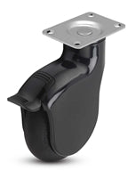 Genesis Series | 4" x 1-1/4" Swivel Caster with Brake | Black Nylon Body | 225 lbs Capacity