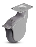 Genesis Series | 4" x 1-1/4" Swivel Caster with Brake | Gray Nylon Body | 225 lbs Capacity