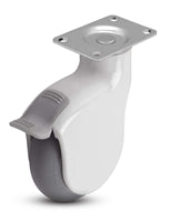 Genesis Series | 4" x 1-1/4" Swivel Caster with Brake | White Nylon Body | 225 lbs Capacity