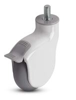 Genesis Series | 4" Threaded Stem Caster with Brake | White Nylon Body | 225 lbs Capacity