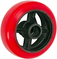 4" x 2" Crown Tread Red Polyurethane on Silver Cast Iron Core - 800 lbs Cap