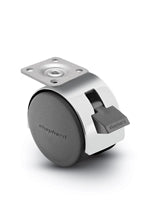 Pacer Hooded Plate Caster with Brake | 1-1/2" x 1-1/2" Top Plate | Bright Chrome Hooded Design