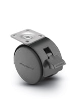 Pacer Hooded Plate Caster with Brake | 1-1/2" x 1-1/2" Top Plate | Flat Black Hooded Design