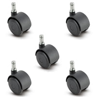 Set of 5 Self-Braking Chair Caster | 50 mm Diameter Wheel | 5 Piece | Supports 375 lbs Per Set of 5