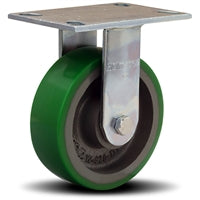 Vanguard Rigid Caster with 6" x 2" Duralast Polyurethane (95A) on Cast Iron Wheel with 1/2" Sealed Precision Ball Bearings